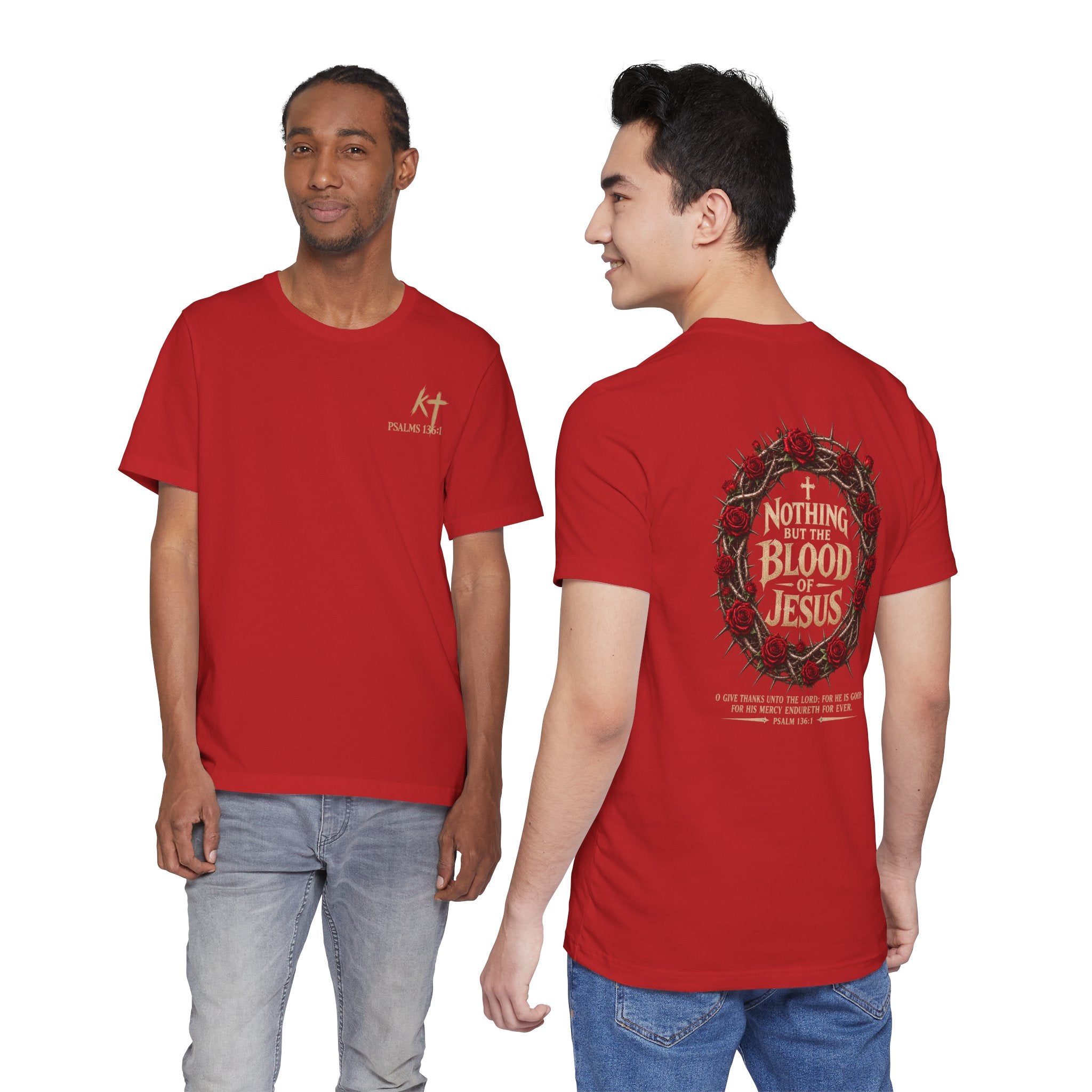Nothing But the Blood of Jesus Tee — Christian Faith T‑Shirt with Crown of Thorns & Roses