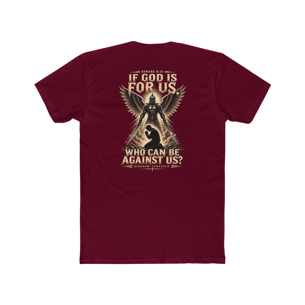 Christian Faith Tee — "If God Is For Us" Angel & Prayer Graphic T-Shirt