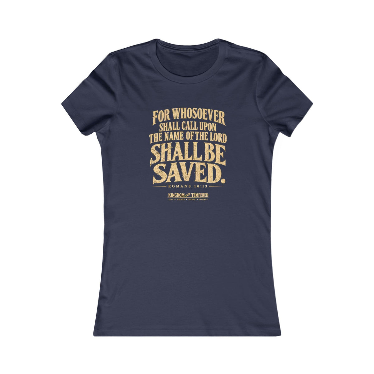 Christian Bible Verse Women's Tee – "Whoever Calls On The Name... Shall Be Saved" Faith T‑Shirt