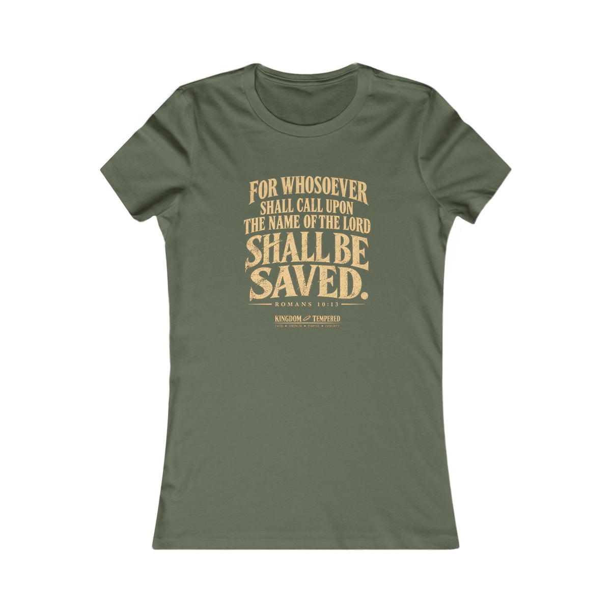 Christian Bible Verse Women's Tee – "Whoever Calls On The Name... Shall Be Saved" Faith T‑Shirt