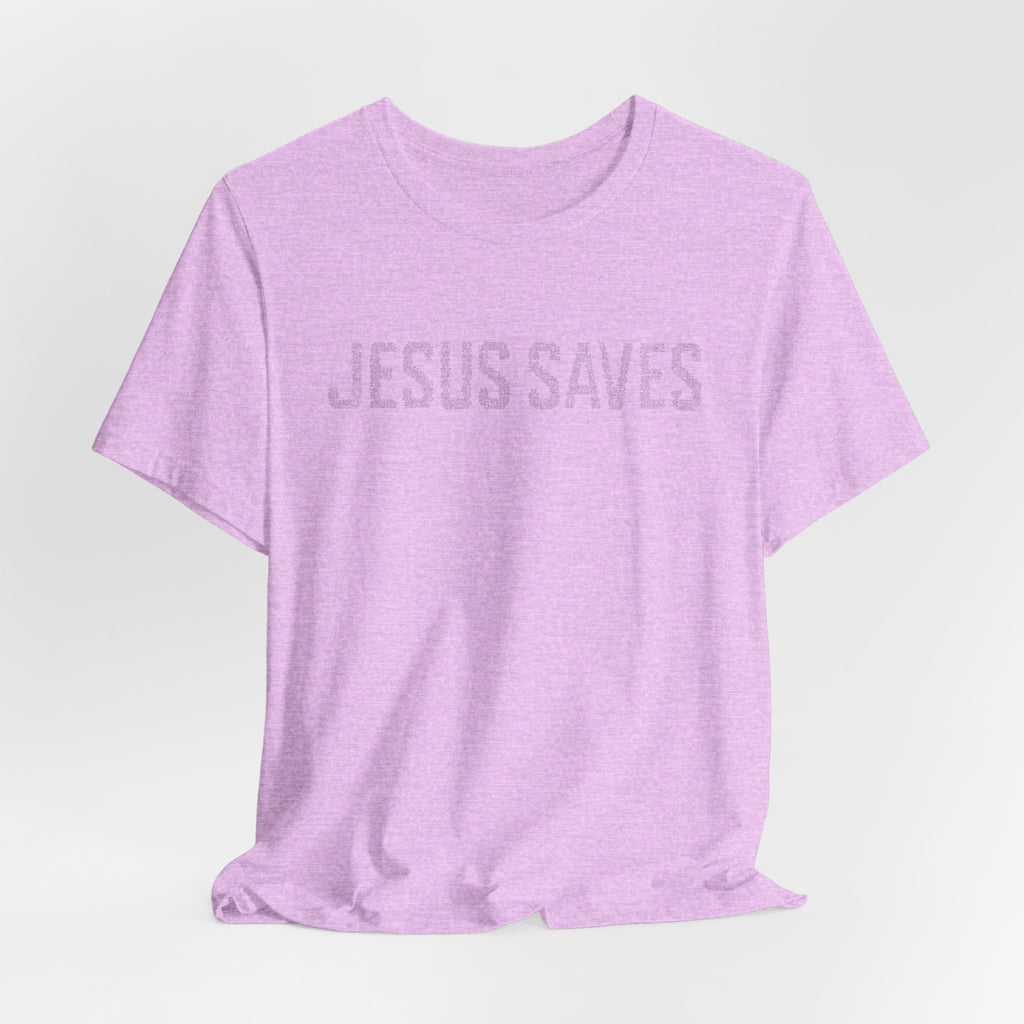 Jesus Saves written in scripture — Minimal Faith T-Shirt