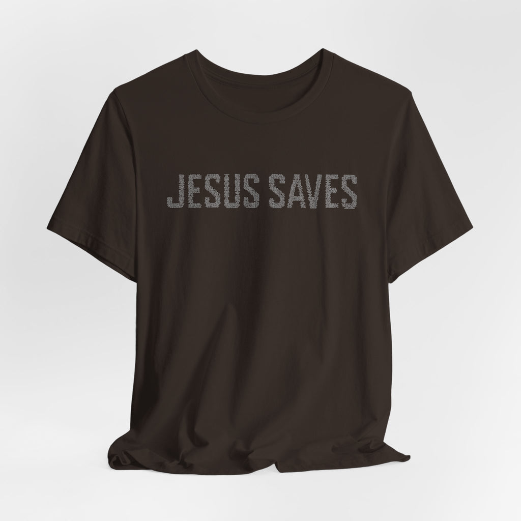 Jesus Saves written in scripture — Minimal Faith T-Shirt