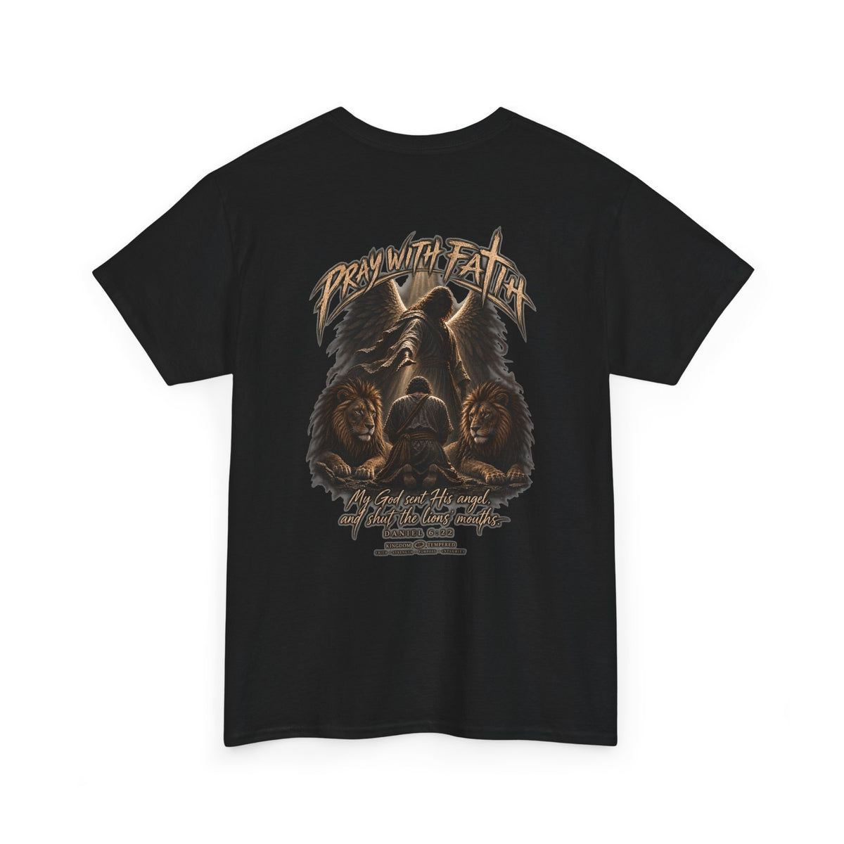 Pray With Faith Tee — Lion & Cross Christian Graphic T-Shirt
