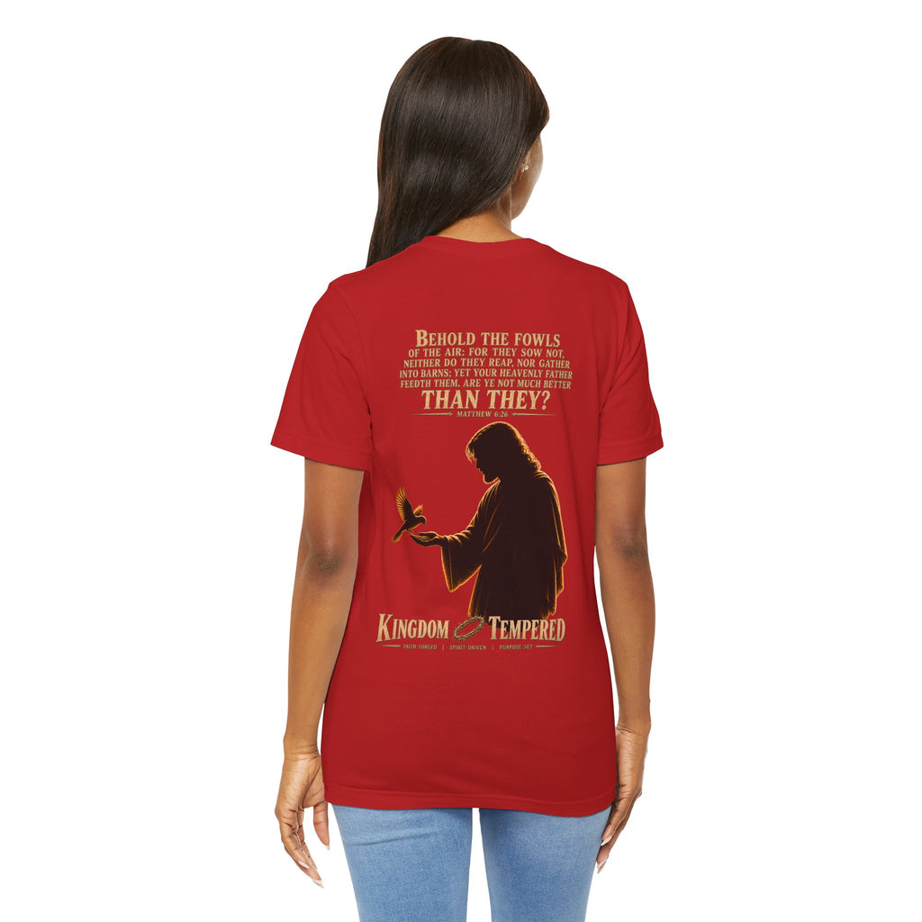 Kingdom & Tempted Christian Tee — Matthew 6:26 Inspirational T‑Shirt