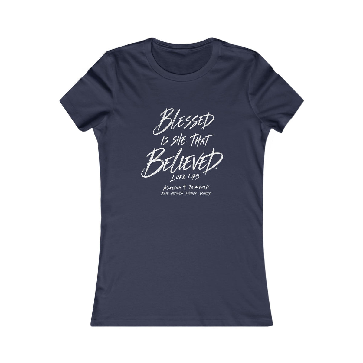 Blessed Is She That Believed Women’s Tee — Faith-Based Inspirational Shirt (Luke 1:45)