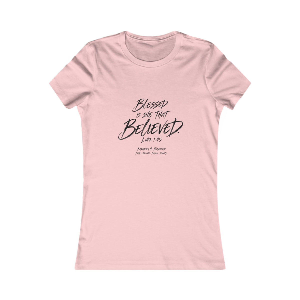 Blessed Is She That Believed Women’s Tee — Faith-Based Inspirational Shirt (Luke 1:45)