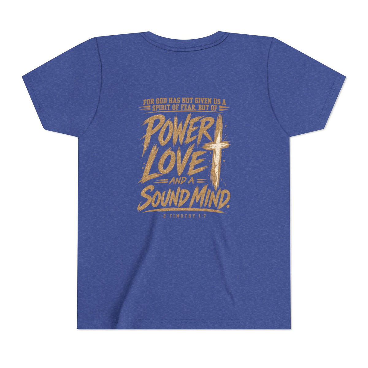 Youth Tee — “Power, Love, Sound Mind” Christian Graphic Tee