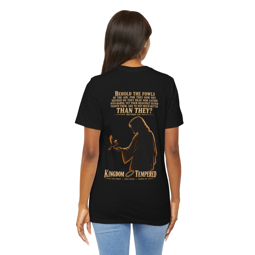 Kingdom & Tempted Christian Tee — Matthew 6:26 Inspirational T‑Shirt