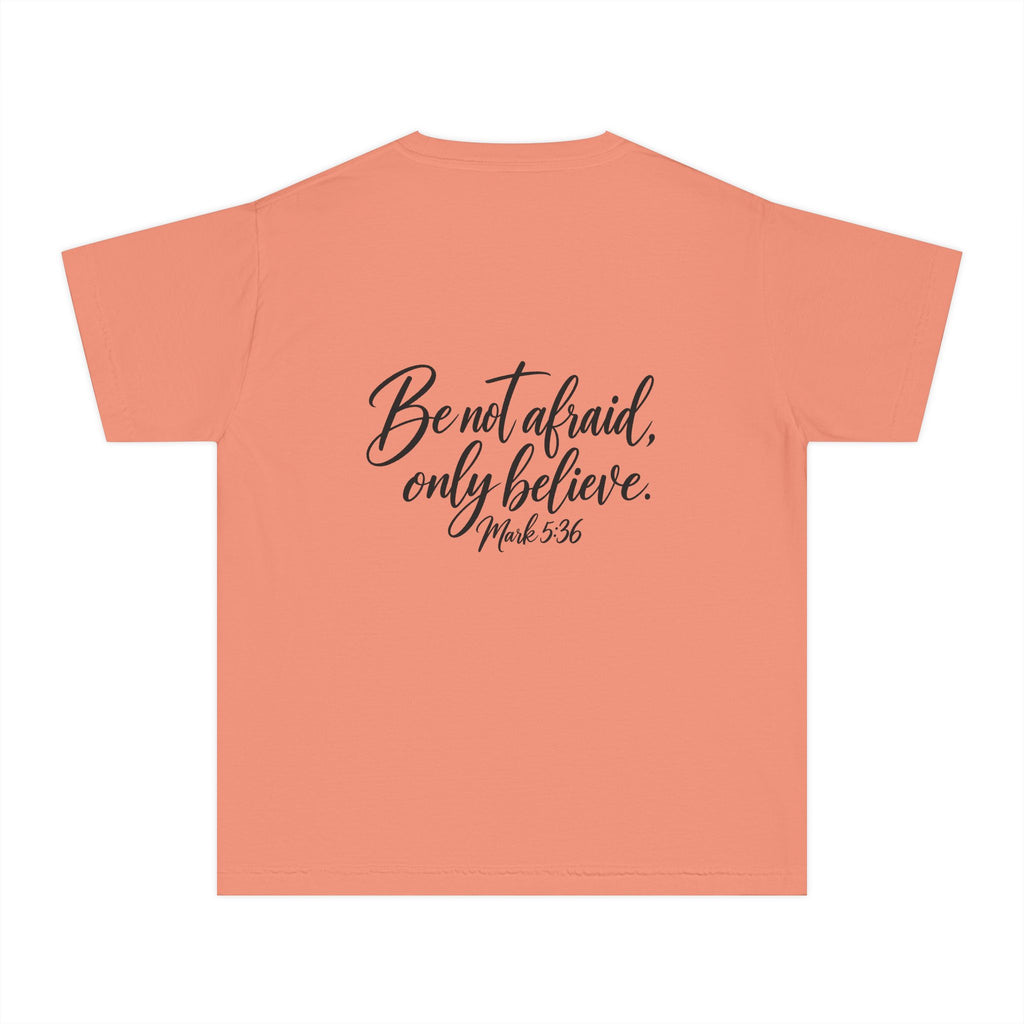 Faith Over Fear Youth Tee Black Lettering — 'Be not afraid, only believe' Inspirational Christian Shirt