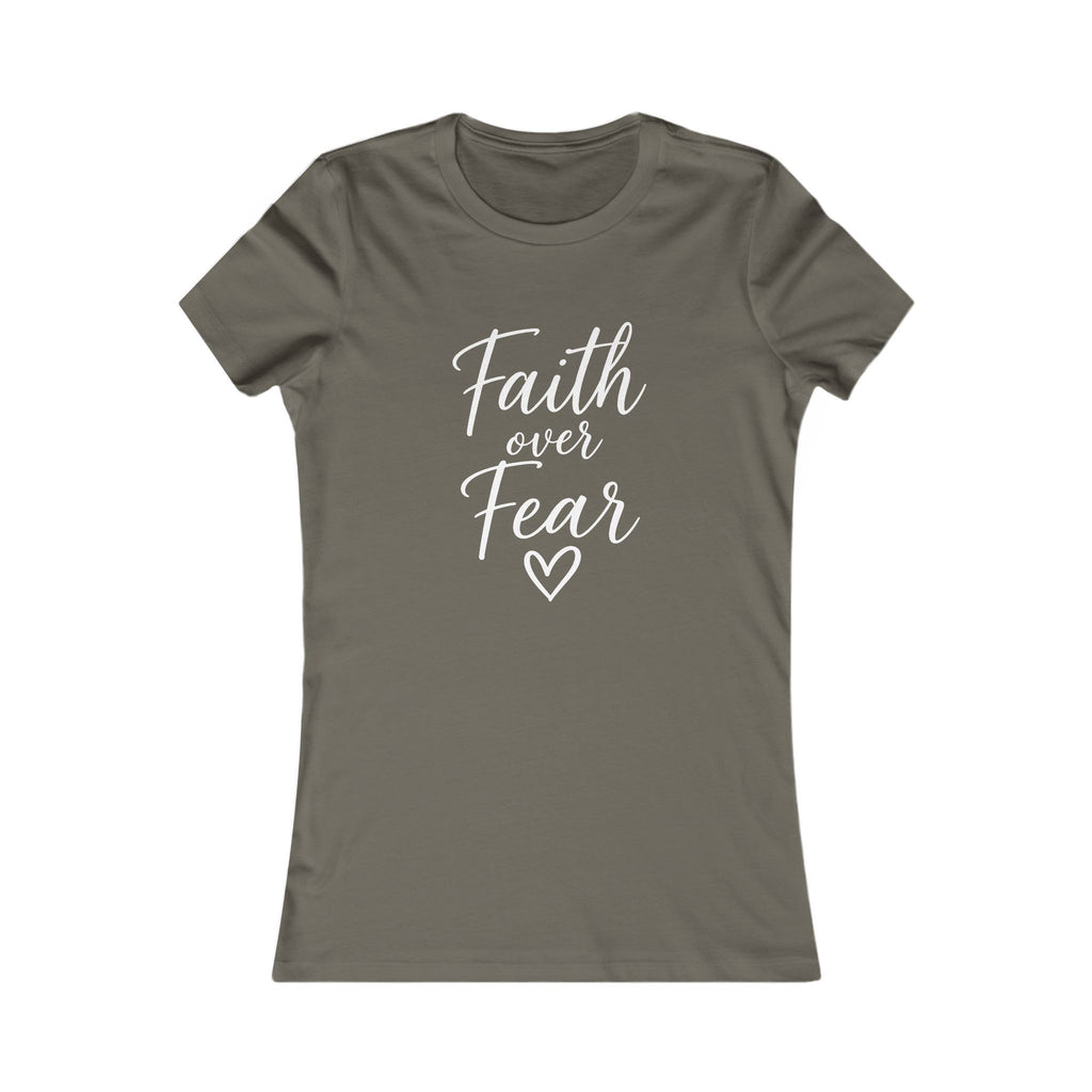 Faith Over Fear Women’s Tee White Wording– Inspirational Christian Graphic T-Shirt