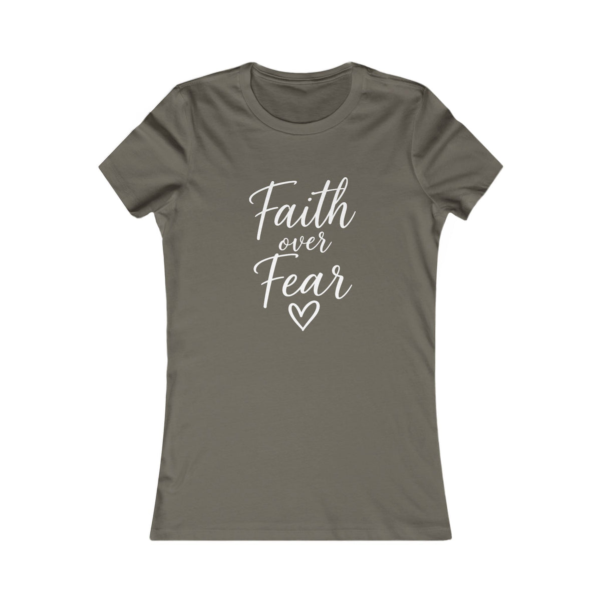 Faith Over Fear Women’s Tee White Wording– Inspirational Christian Graphic T-Shirt