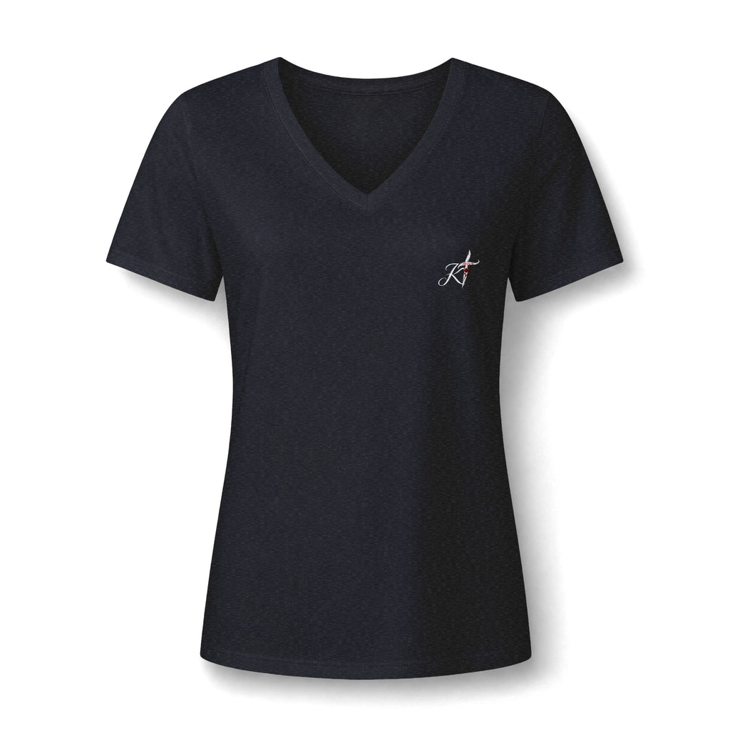Women's V-Neck Tee - Minimal Archer Logo Chest Shirt