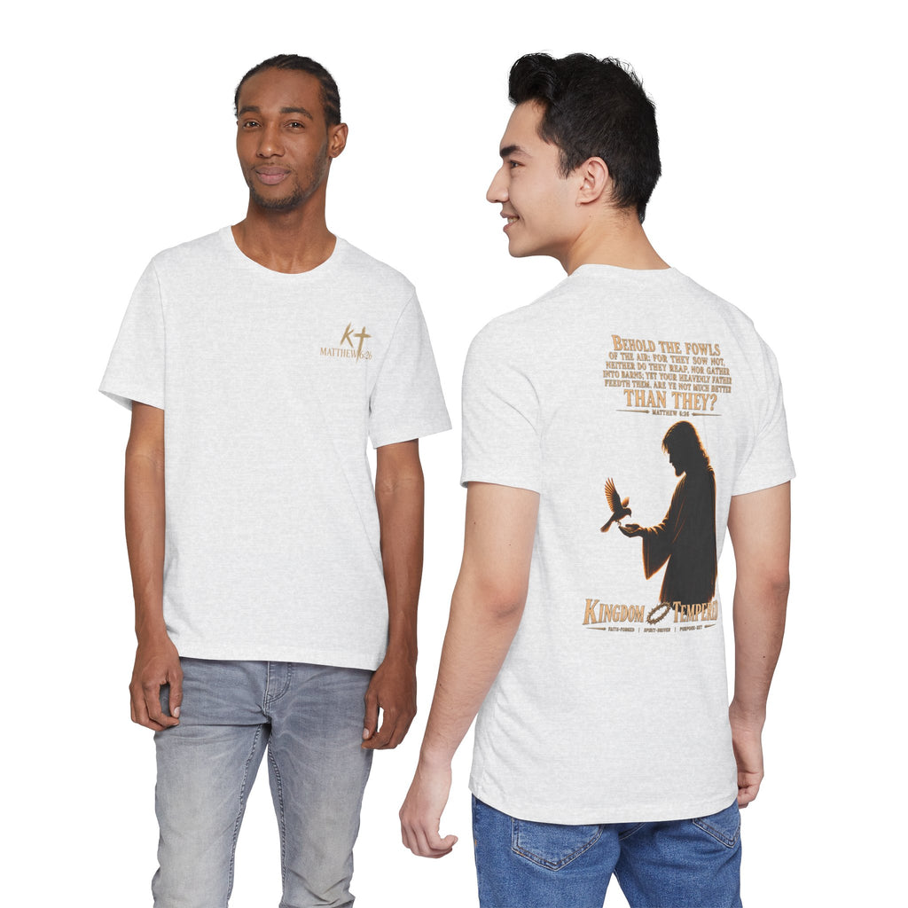 Kingdom & Tempted Christian Tee — Matthew 6:26 Inspirational T‑Shirt