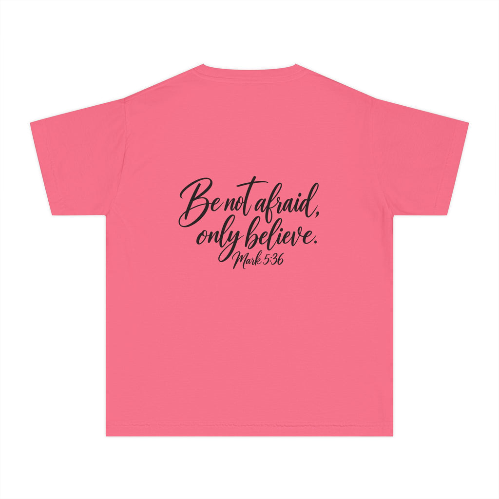 Faith Over Fear Youth Tee Black Lettering — 'Be not afraid, only believe' Inspirational Christian Shirt