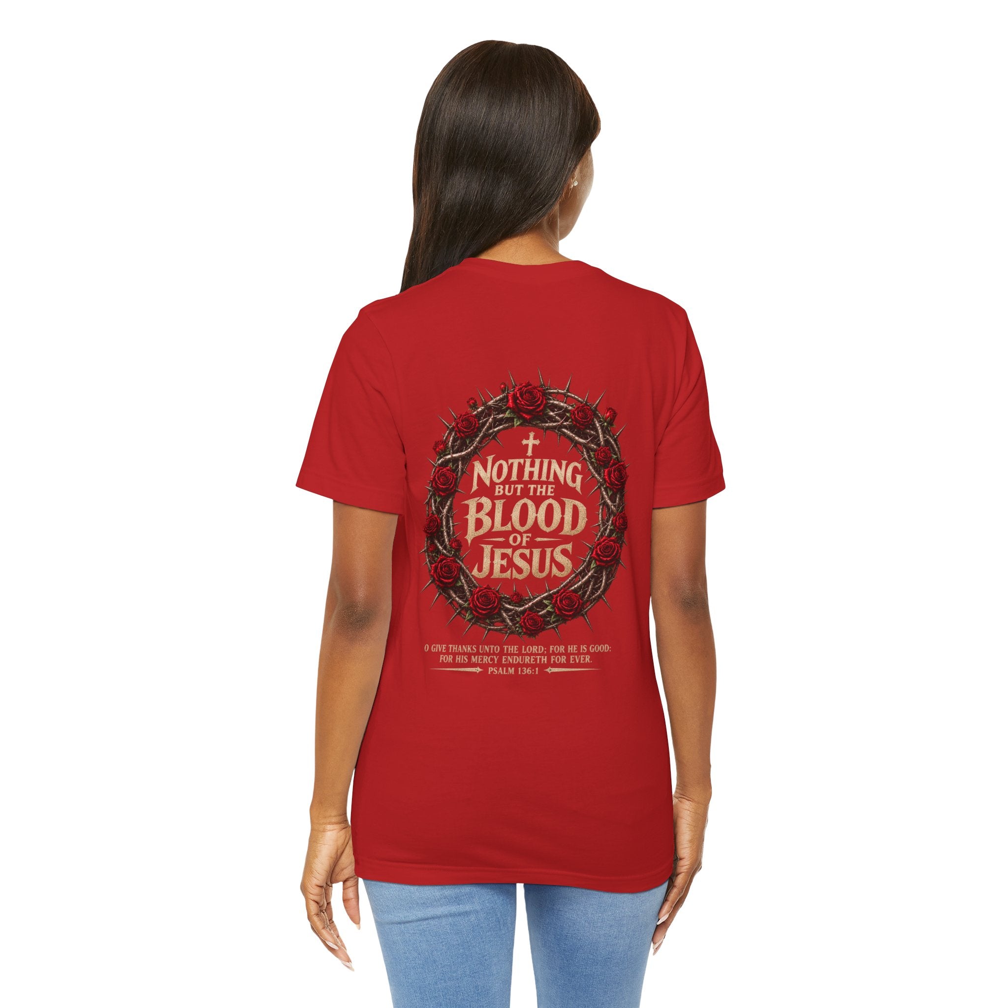 Nothing But the Blood of Jesus Tee — Christian Faith T‑Shirt with Crown of Thorns & Roses