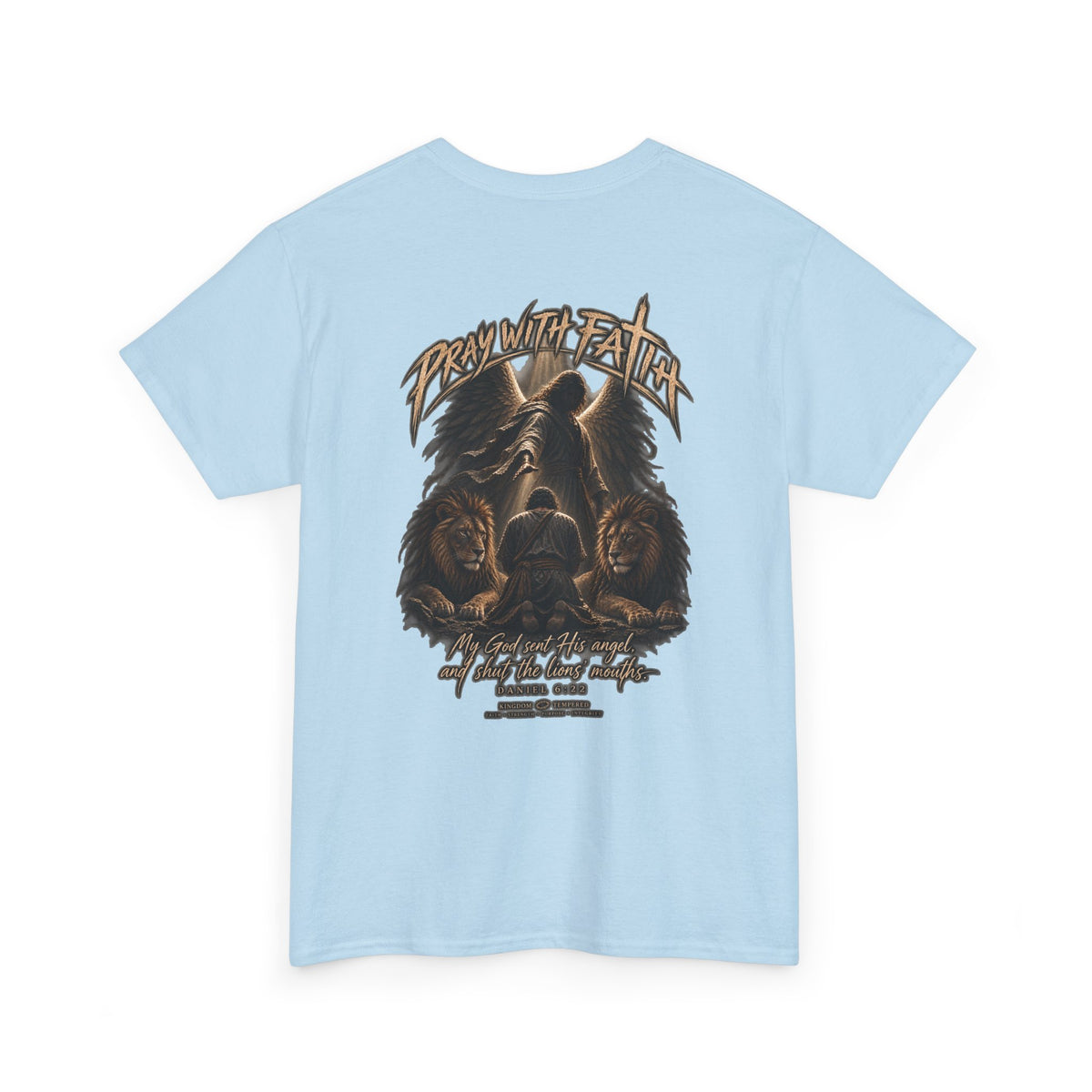 Pray With Faith Tee — Lion & Cross Christian Graphic T-Shirt