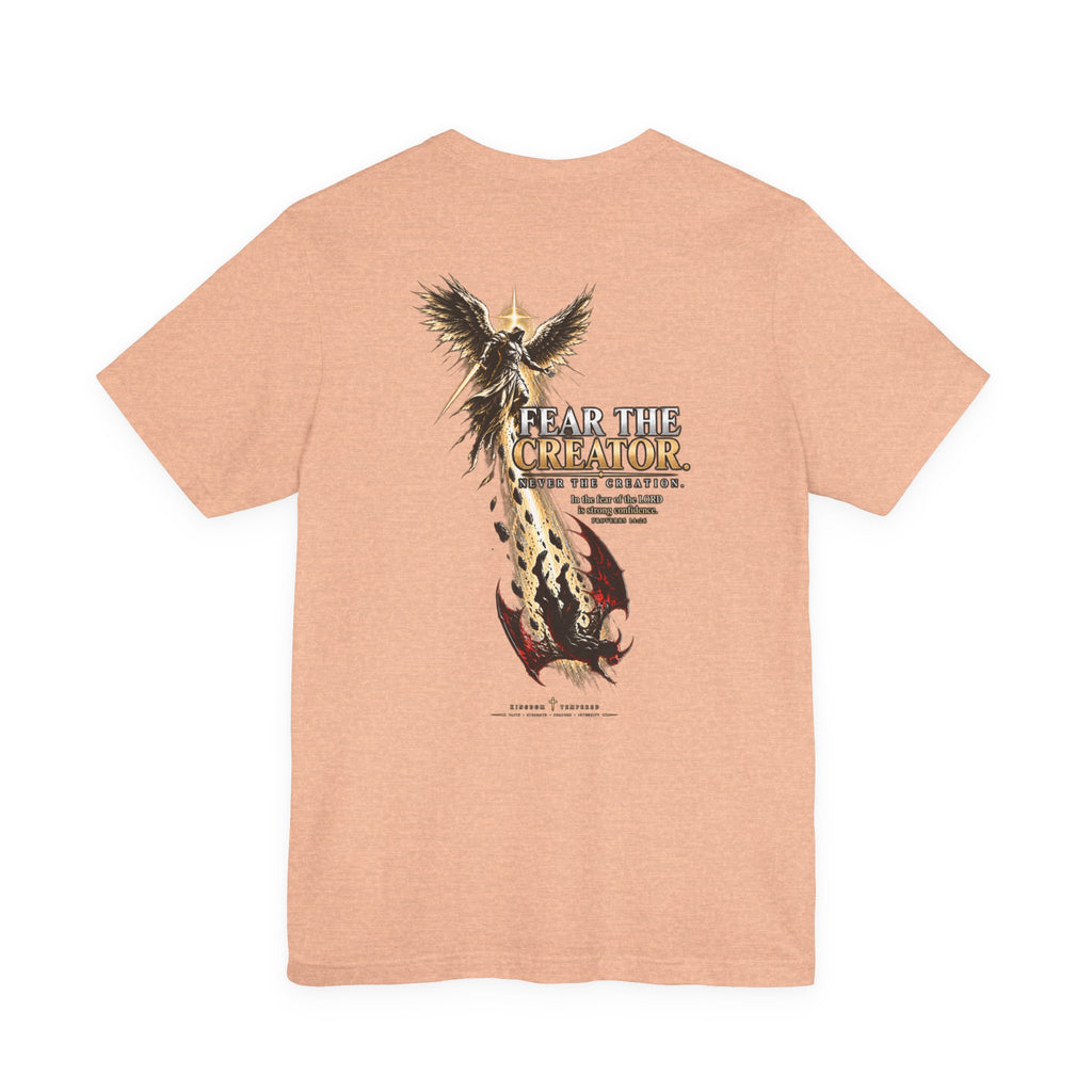 Fear the Creator Graphic Tee — Christian Cross & Winged Design