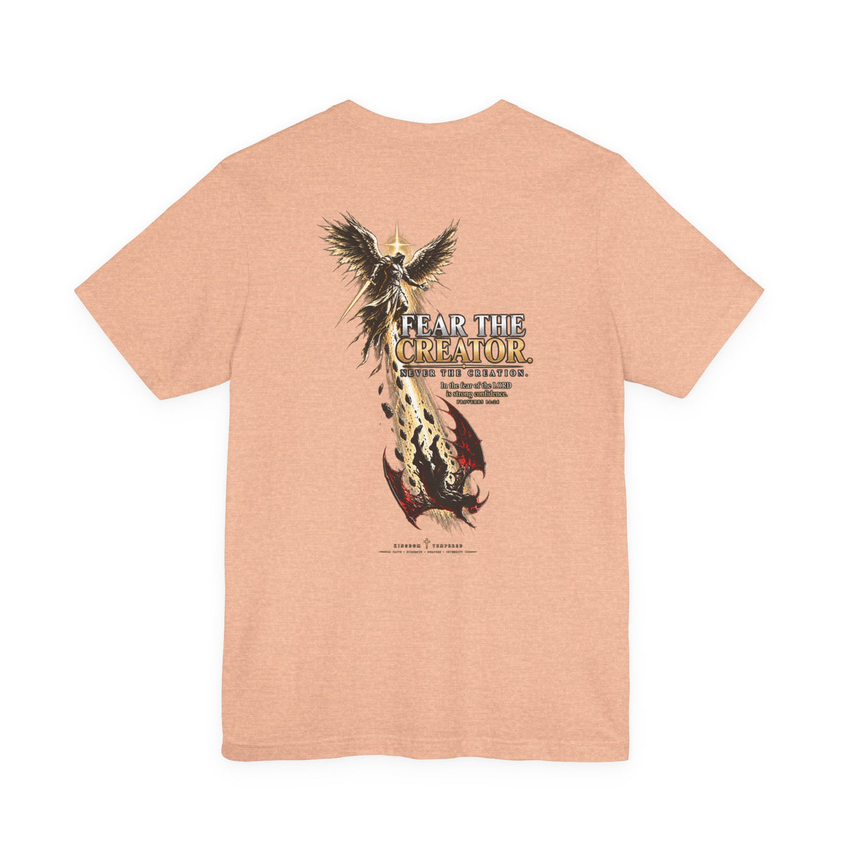 Fear the Creator Graphic Tee — Christian Cross & Winged Design
