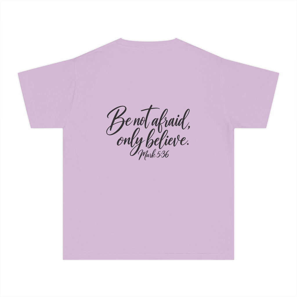 Faith Over Fear Youth Tee Black Lettering — 'Be not afraid, only believe' Inspirational Christian Shirt