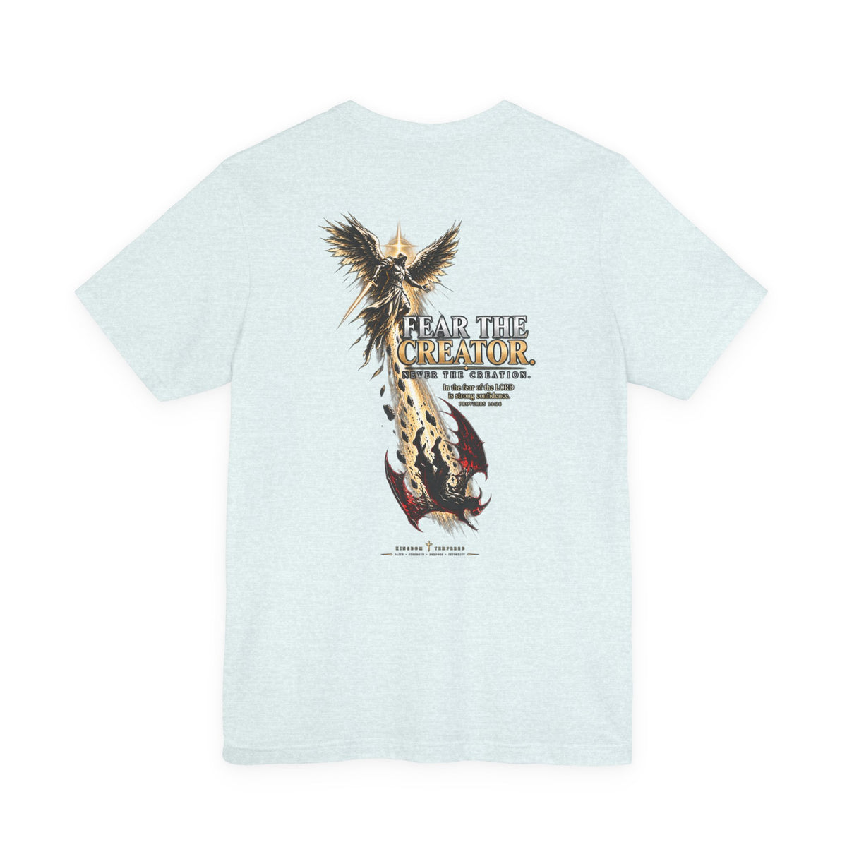Fear the Creator Graphic Tee — Christian Cross & Winged Design