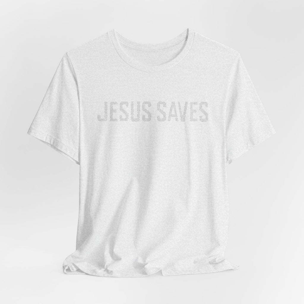 Jesus Saves written in scripture — Minimal Faith T-Shirt