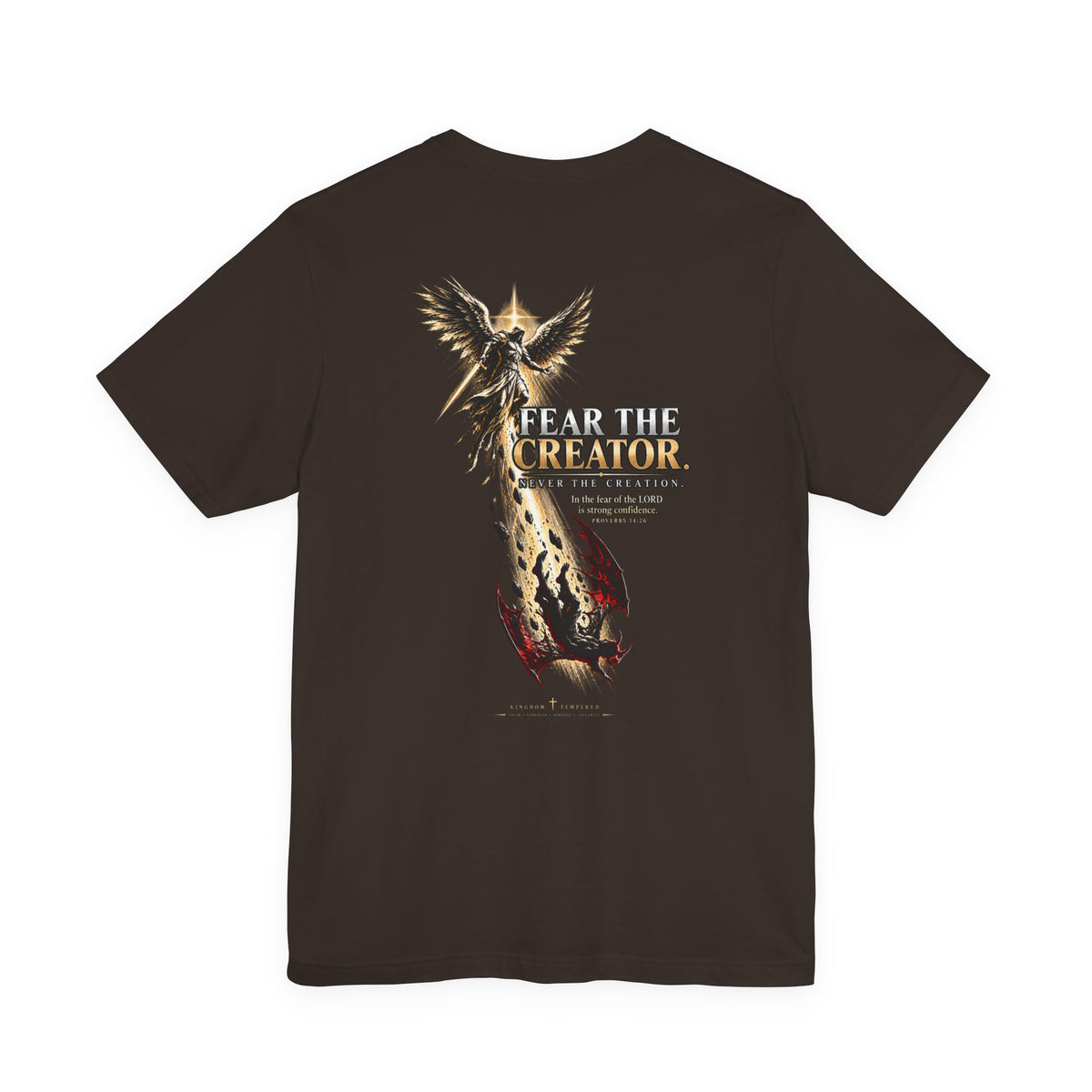 Fear the Creator Graphic Tee — Christian Cross & Winged Design