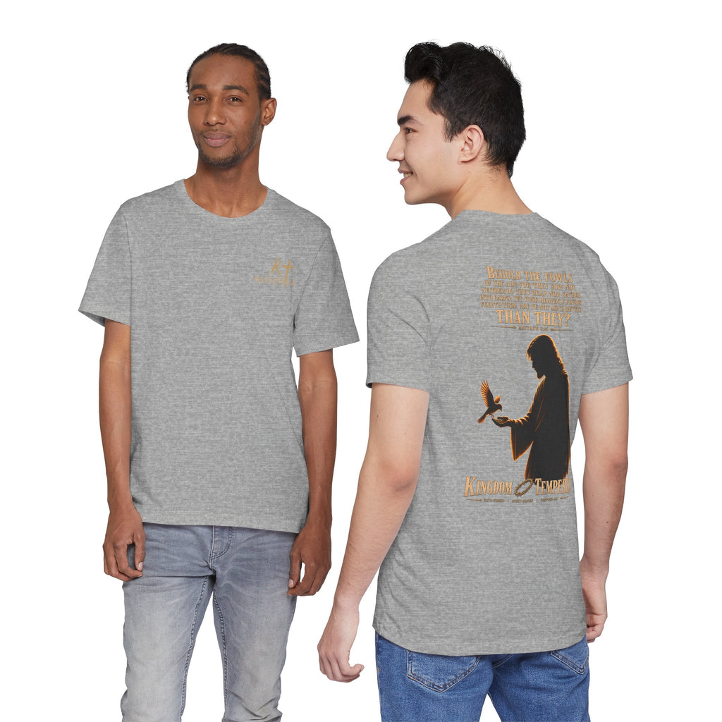 Kingdom & Tempted Christian Tee — Matthew 6:26 Inspirational T‑Shirt