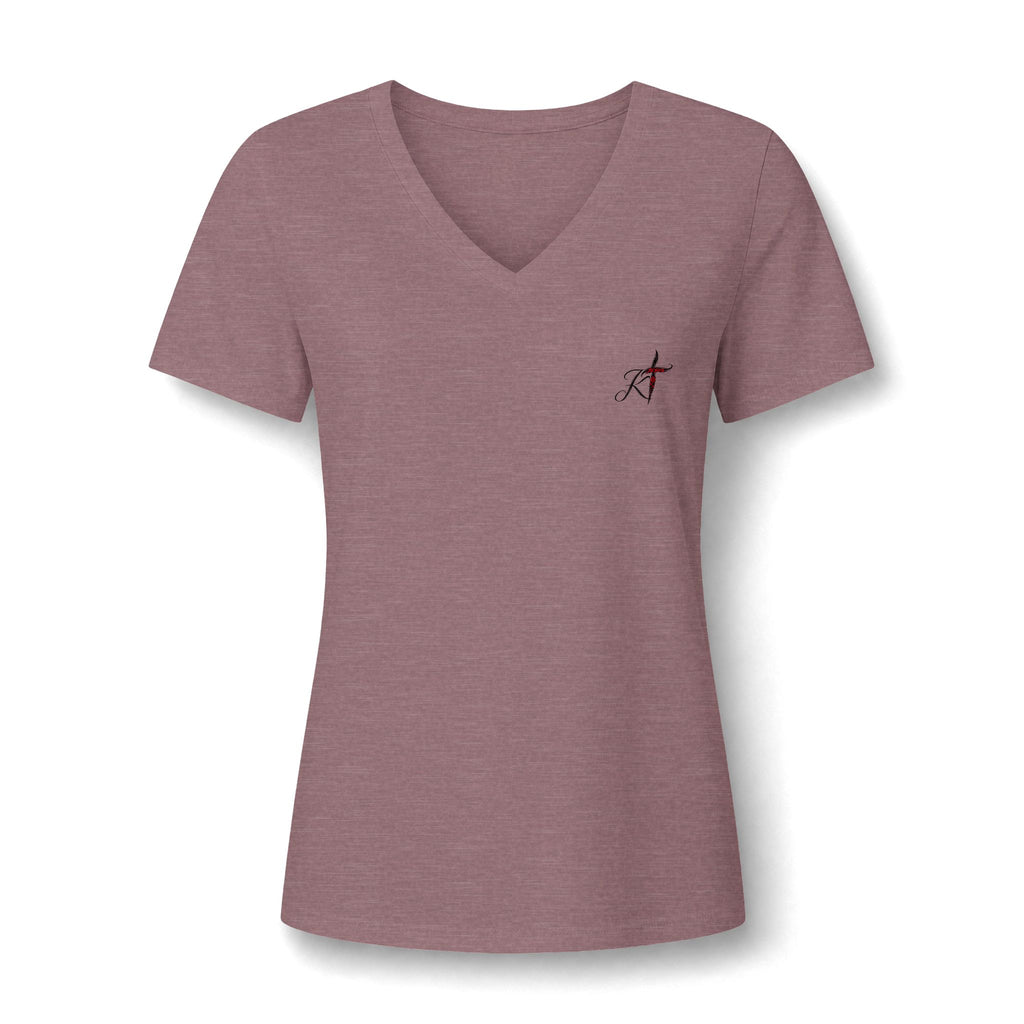 Women's V-Neck Tee - Minimal Archer Logo Chest Shirt