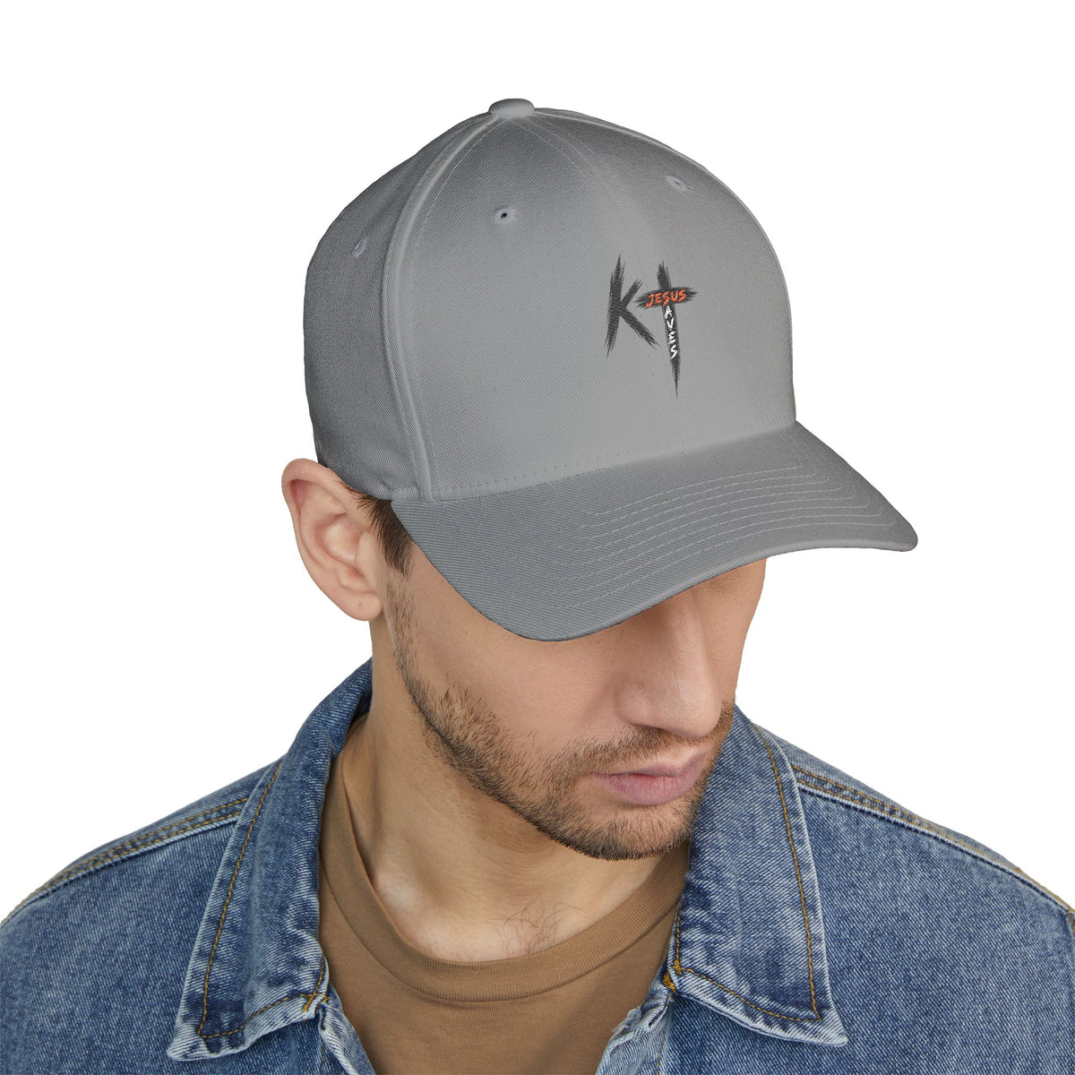 Embroidered 'KT' Cross Logo Cap — Structured Closed-Back Baseball Hat