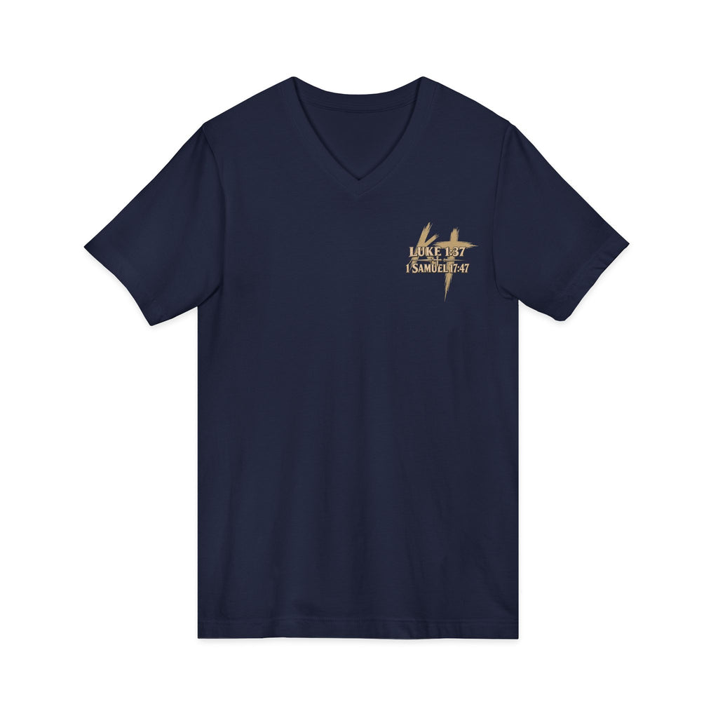 With God All Things Are Possible V-Neck T-Shirt — Christian Faith Inspirational Tee