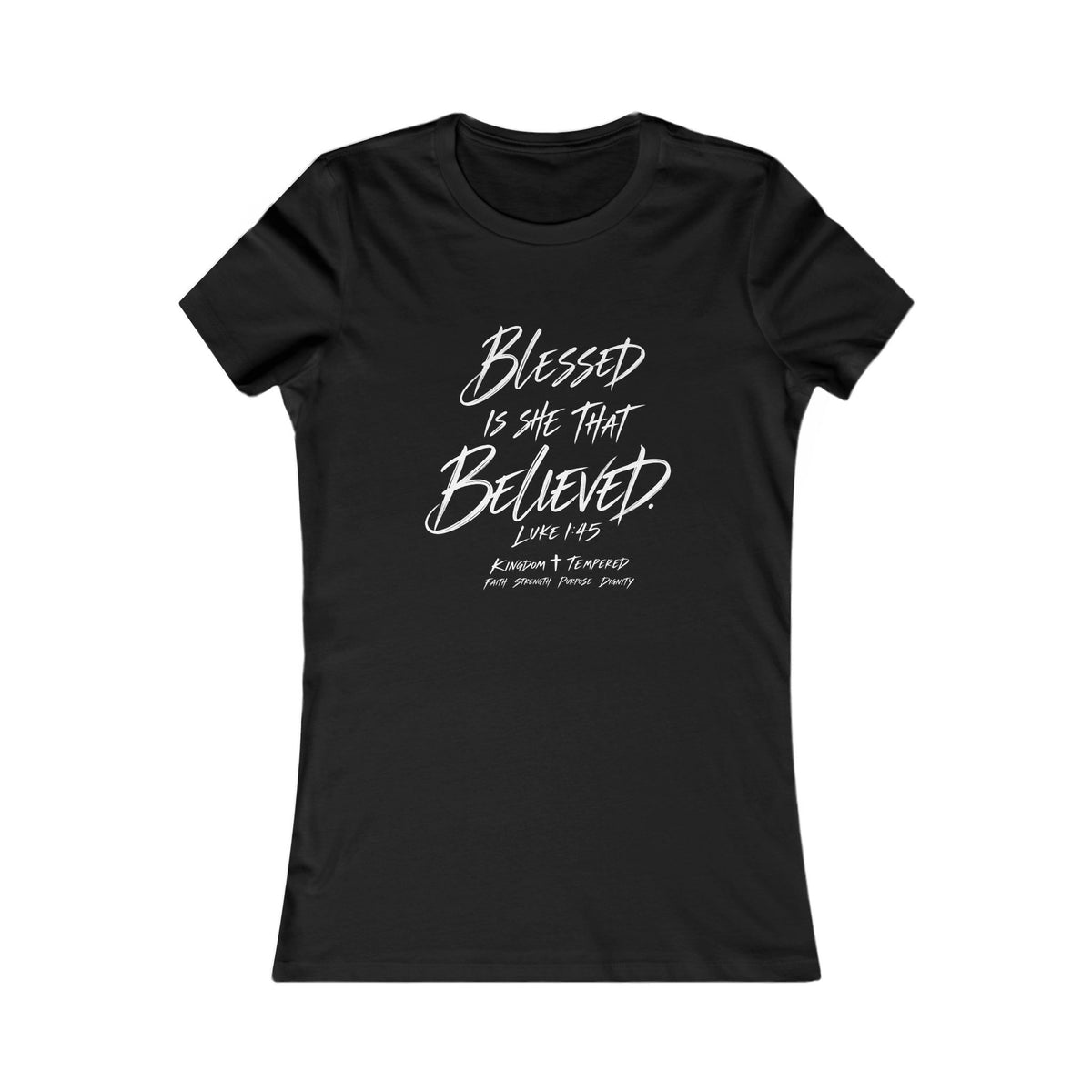 Blessed Is She That Believed Women’s Tee — Faith-Based Inspirational Shirt (Luke 1:45)