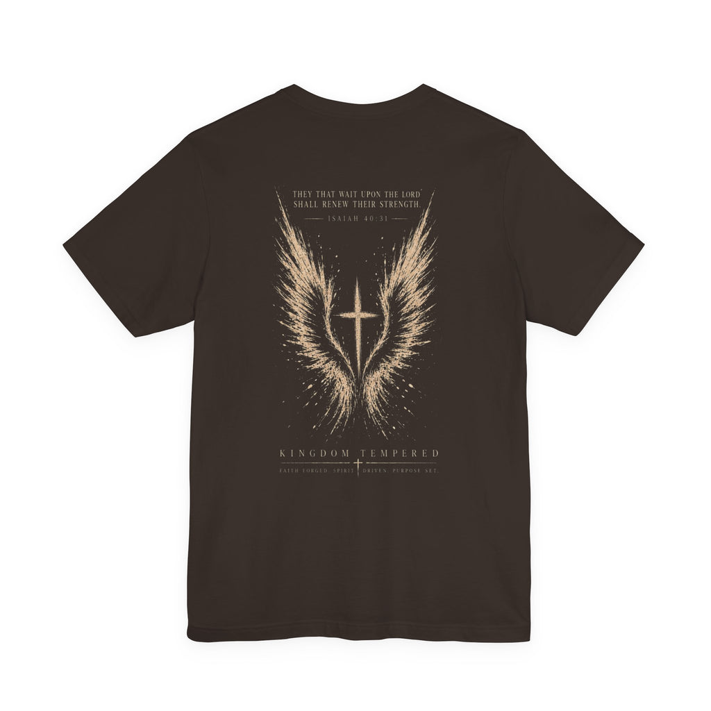 Christian Wings Cross T‑Shirt — 'They That Wait Upon the Lord' Inspirational Tee