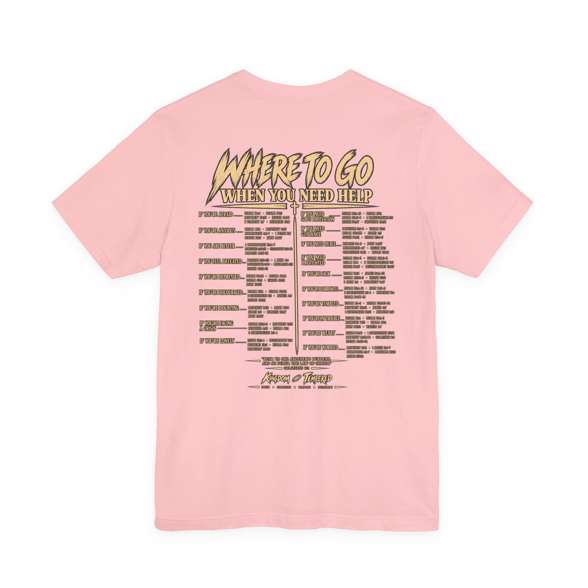 Where to Go When You Need Help Tee — Resource Guide Back Print T-Shirt
