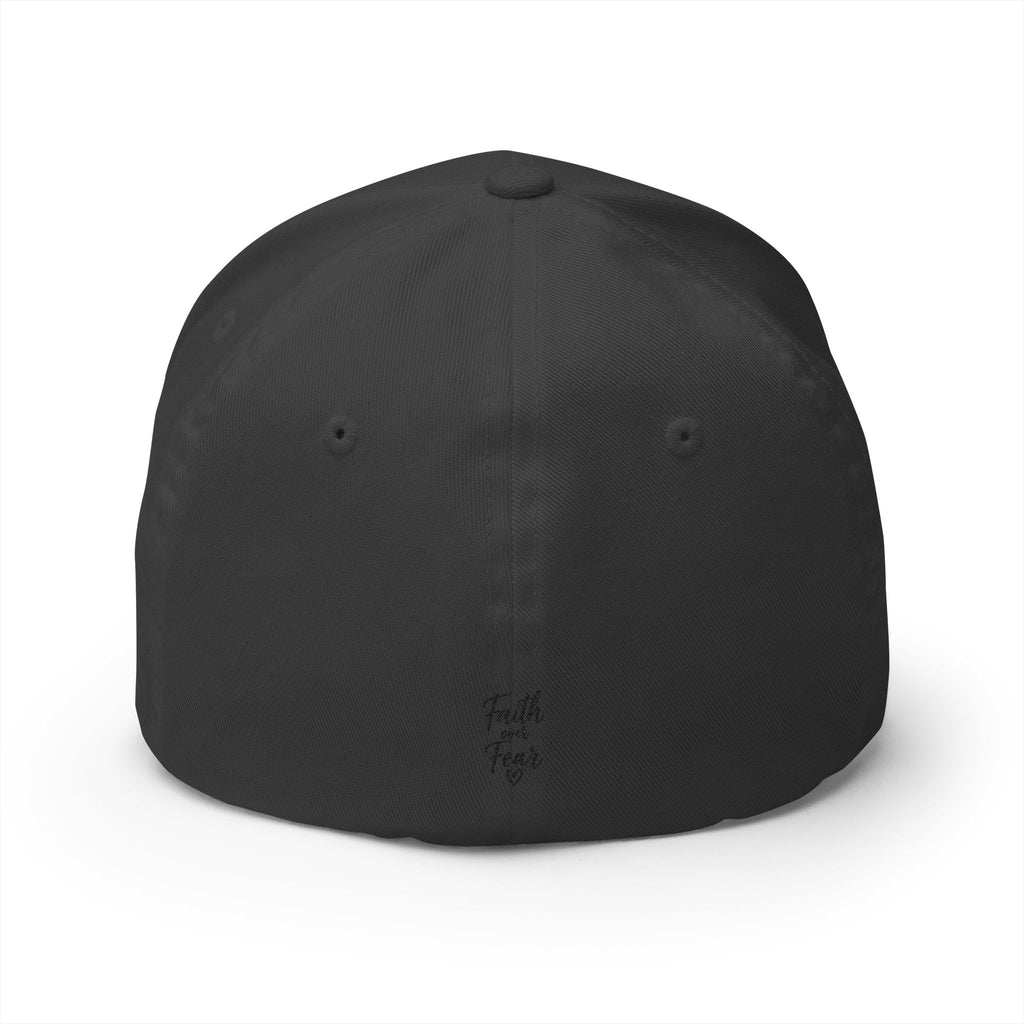 Embroidered Faith Cross Cap — 'Faith Over Fear' Closed-Back Baseball Hat