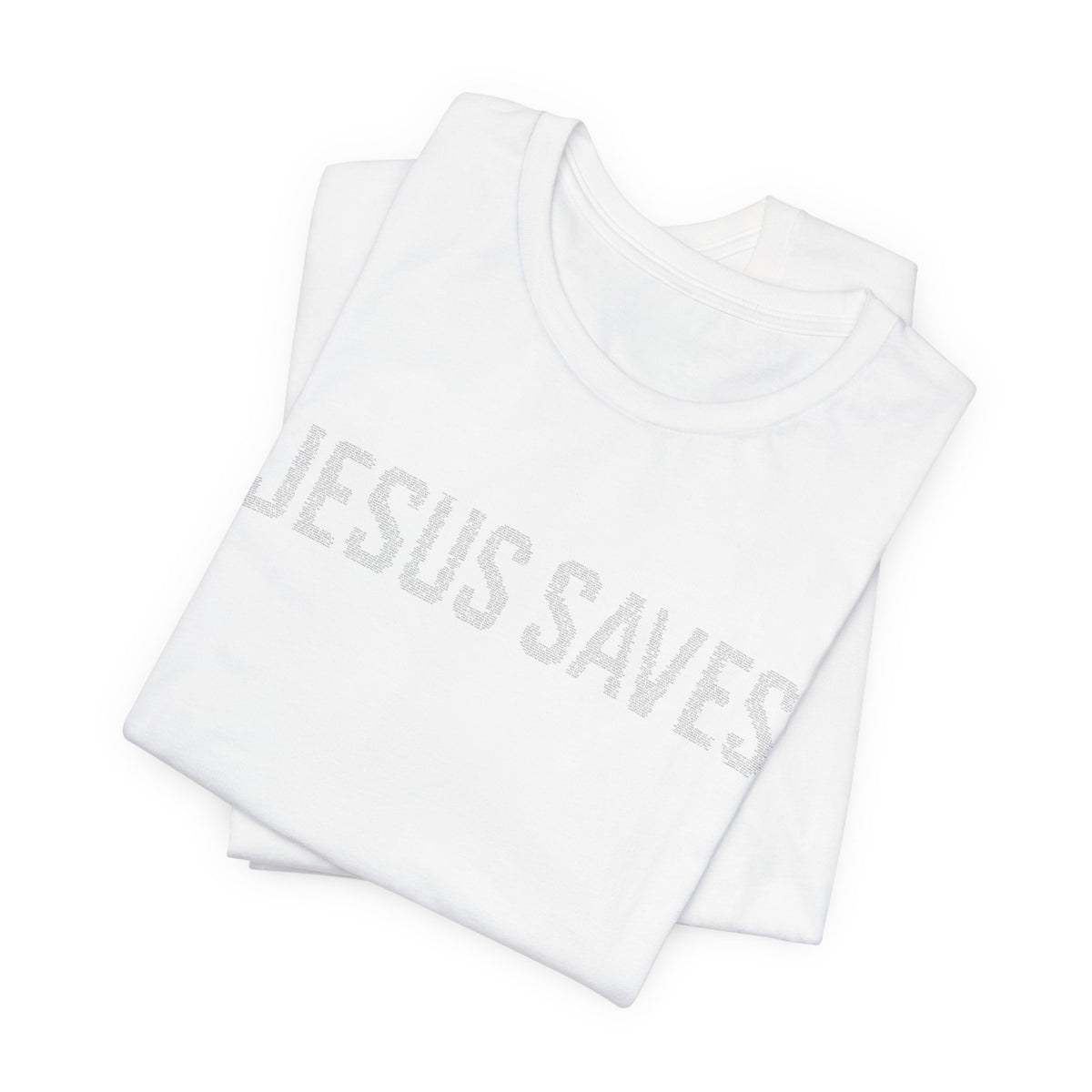 Jesus Saves written in scripture — Minimal Faith T-Shirt