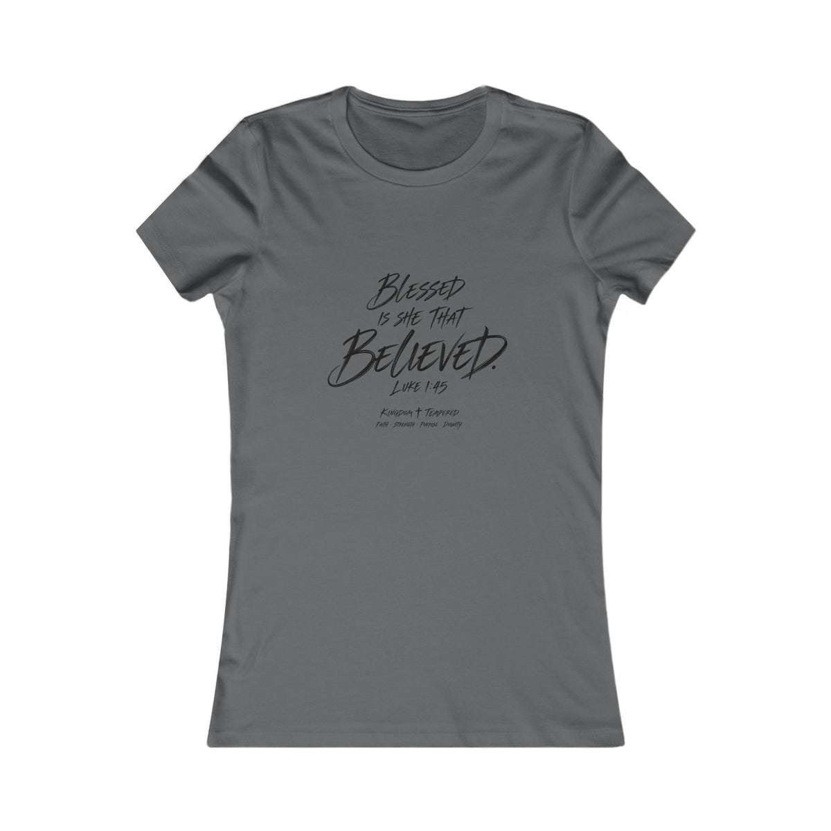 Blessed Is She That Believed Women’s Tee — Faith-Based Inspirational Shirt (Luke 1:45)