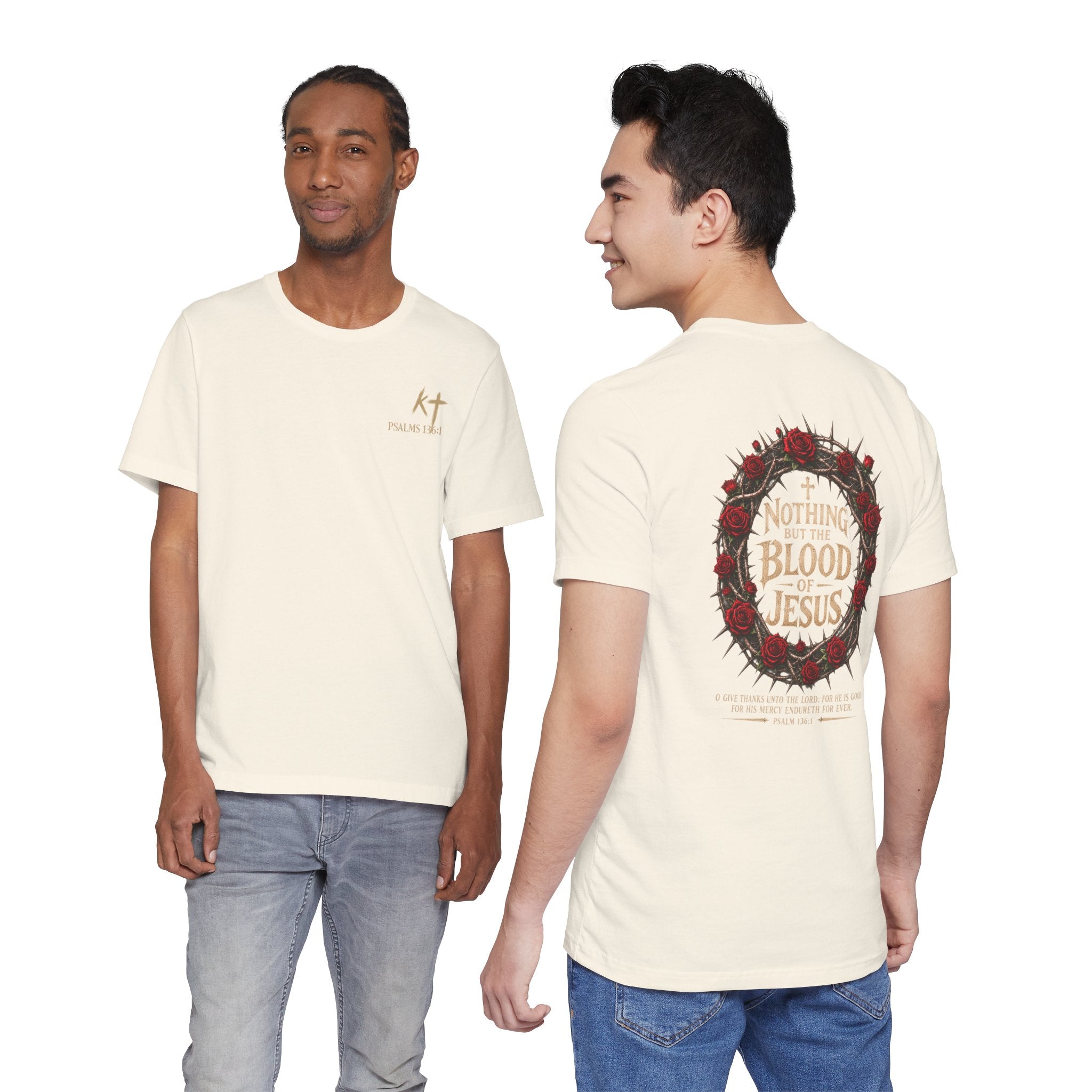 Nothing But the Blood of Jesus Tee — Christian Faith T‑Shirt with Crown of Thorns & Roses