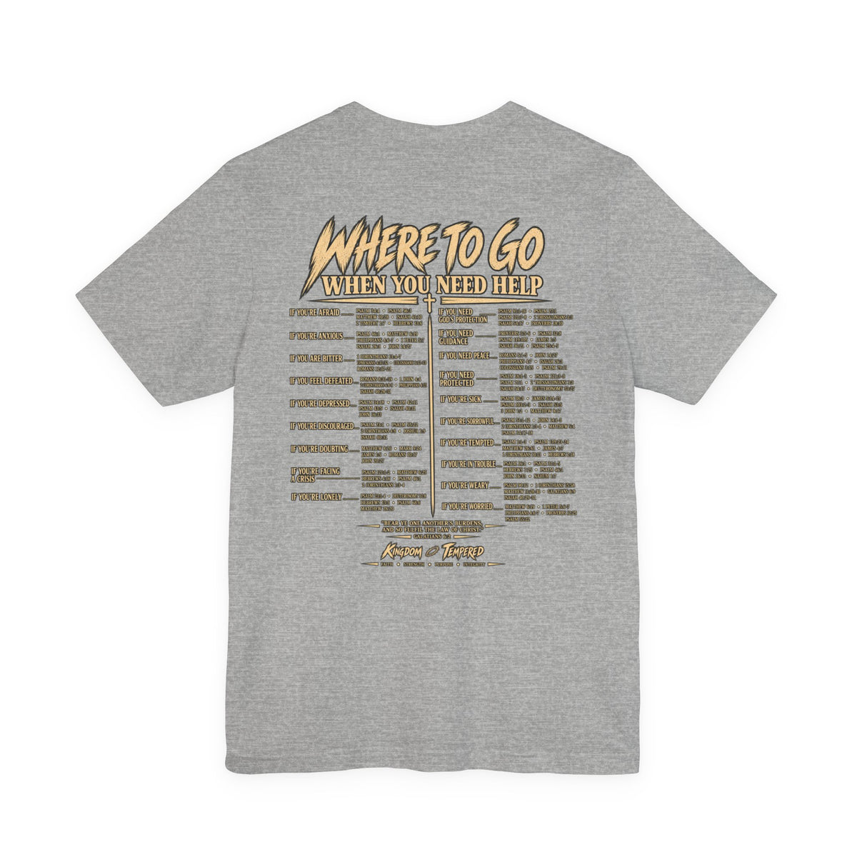 Where to Go When You Need Help Tee — Resource Guide Back Print T-Shirt