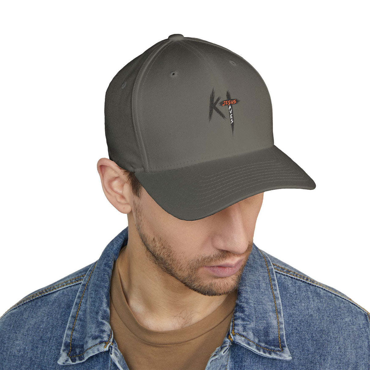 Embroidered 'KT' Cross Logo Cap — Structured Closed-Back Baseball Hat