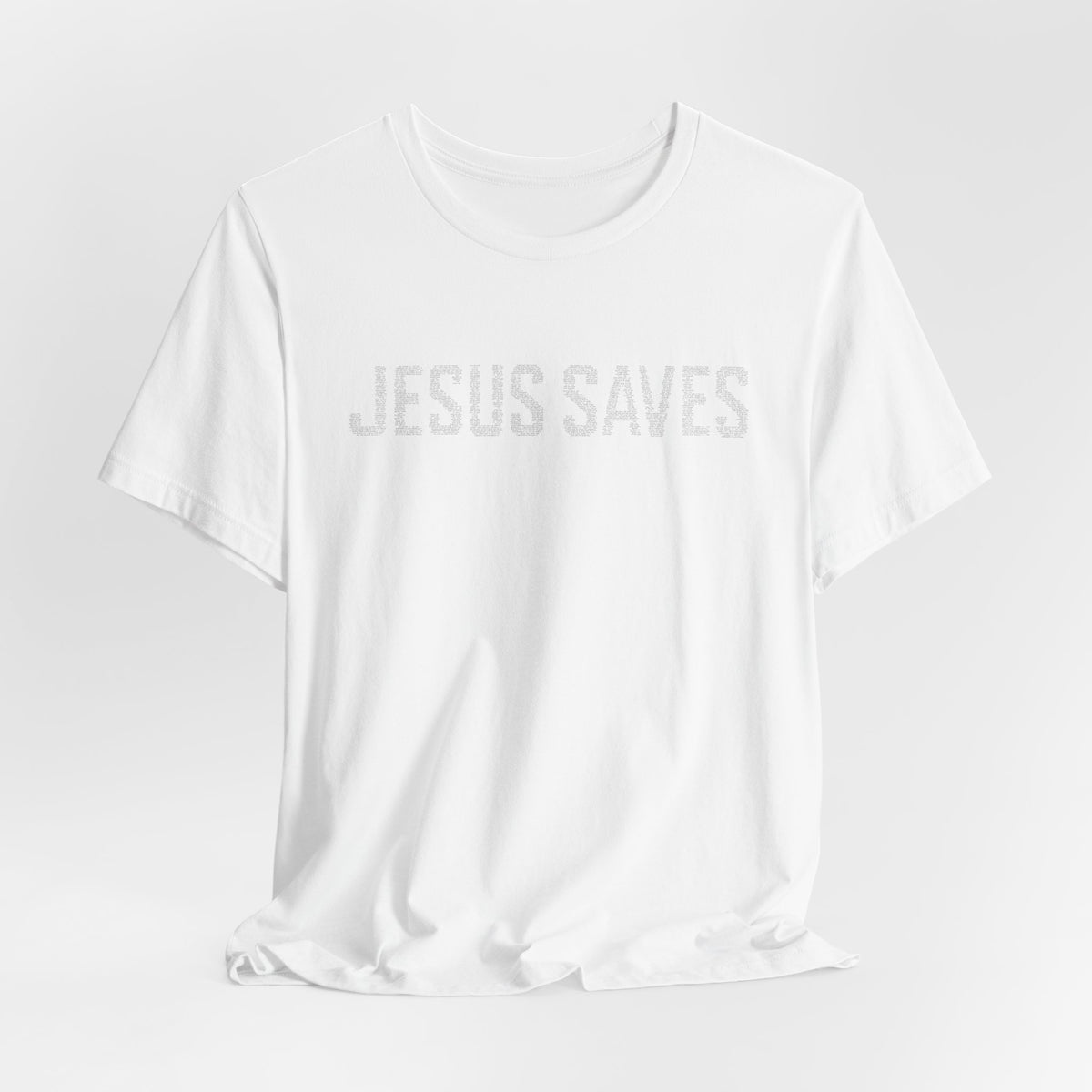 Jesus Saves written in scripture — Minimal Faith T-Shirt