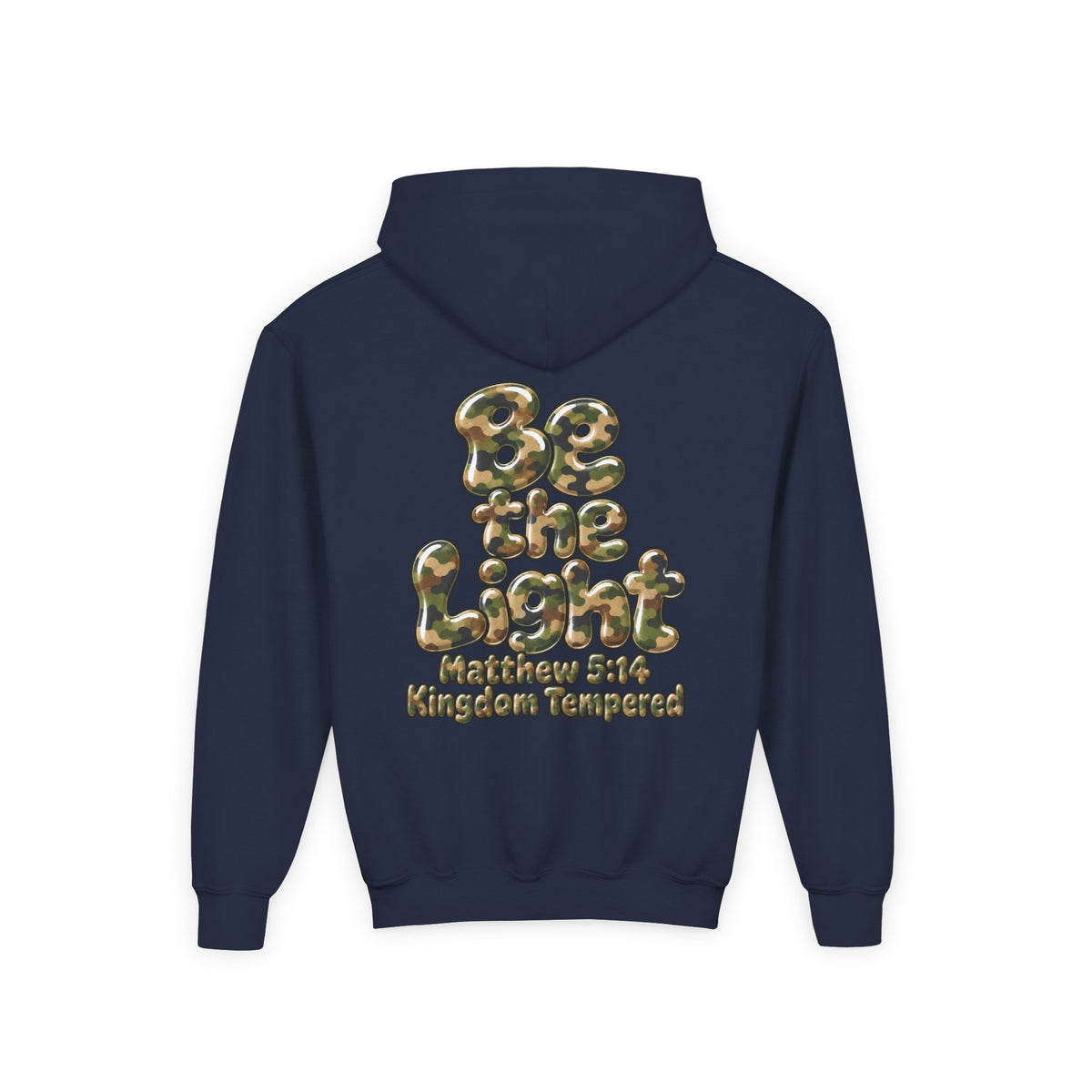 Youth Hoodie — "Be the Light" Inspirational Christian Graphic