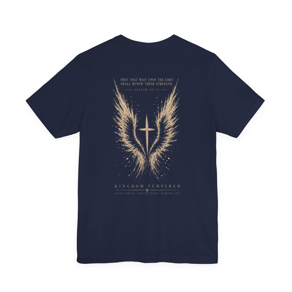 Christian Wings Cross T‑Shirt — 'They That Wait Upon the Lord' Inspirational Tee