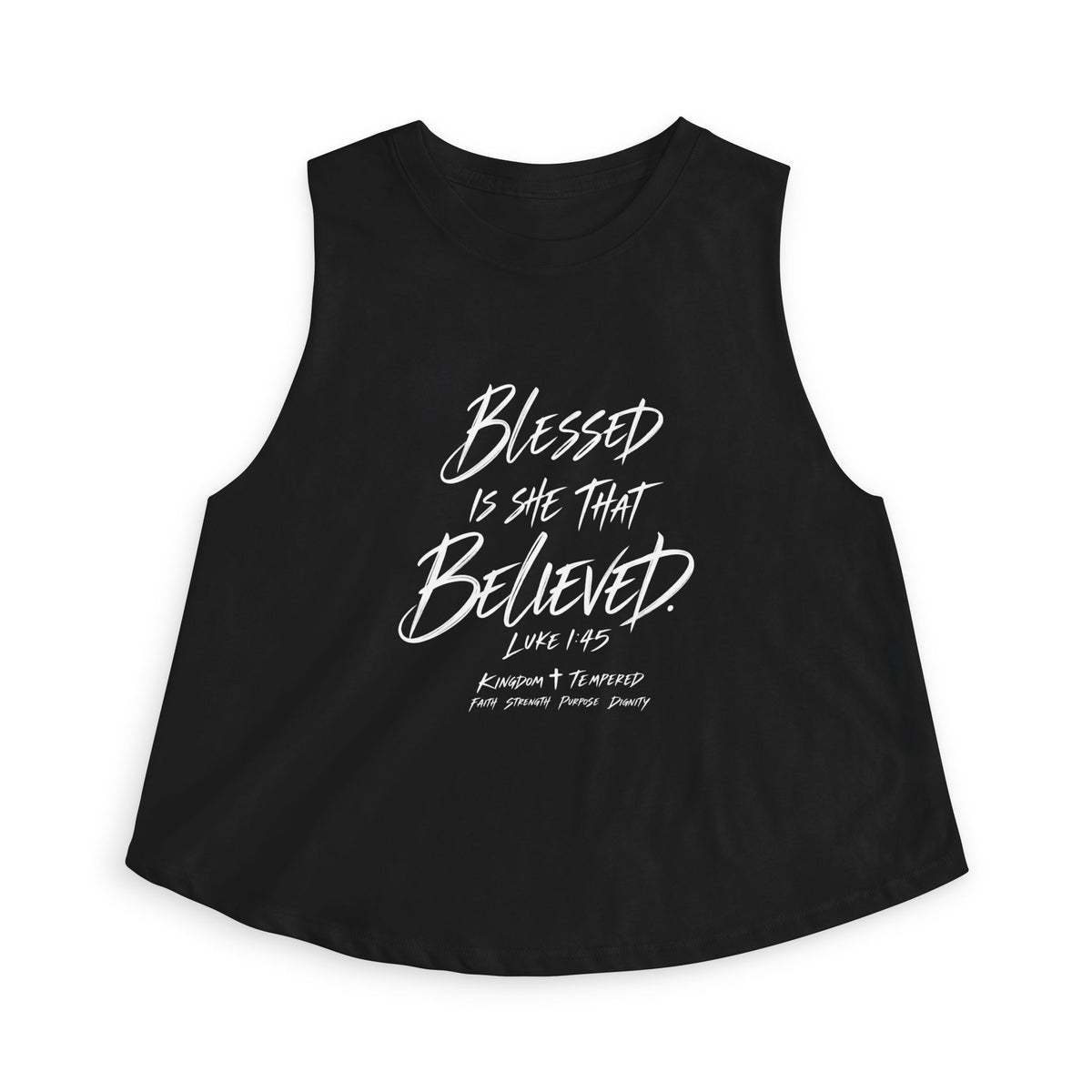 Blessed Is She That Believed Women’s Crop Top — Scripture Faith Tank