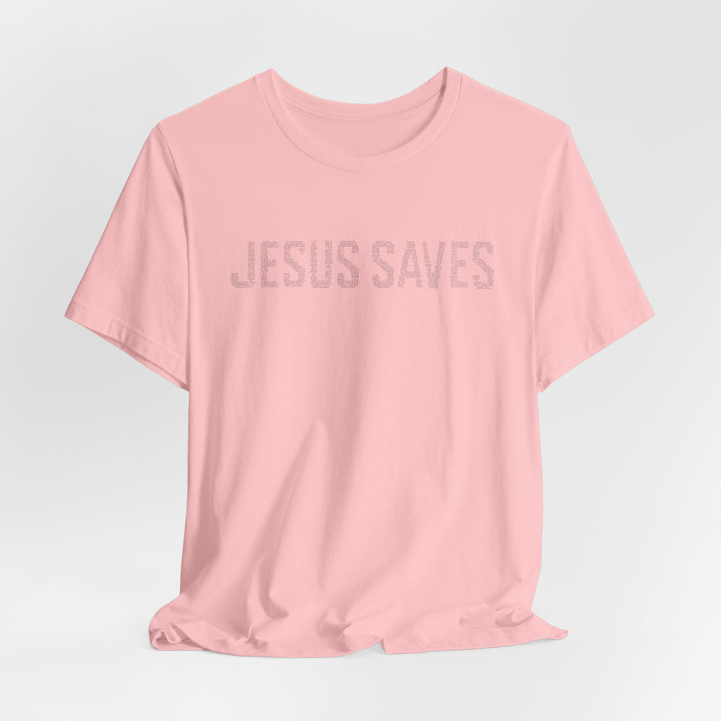 Jesus Saves written in scripture — Minimal Faith T-Shirt
