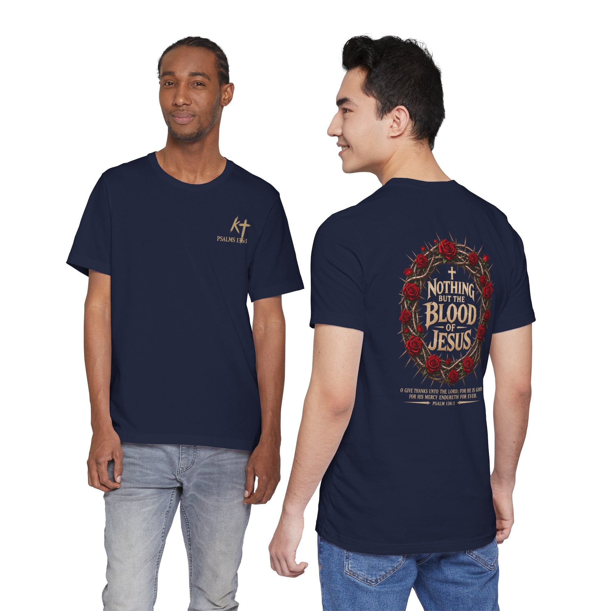Nothing But the Blood of Jesus Tee — Christian Faith T‑Shirt with Crown of Thorns & Roses