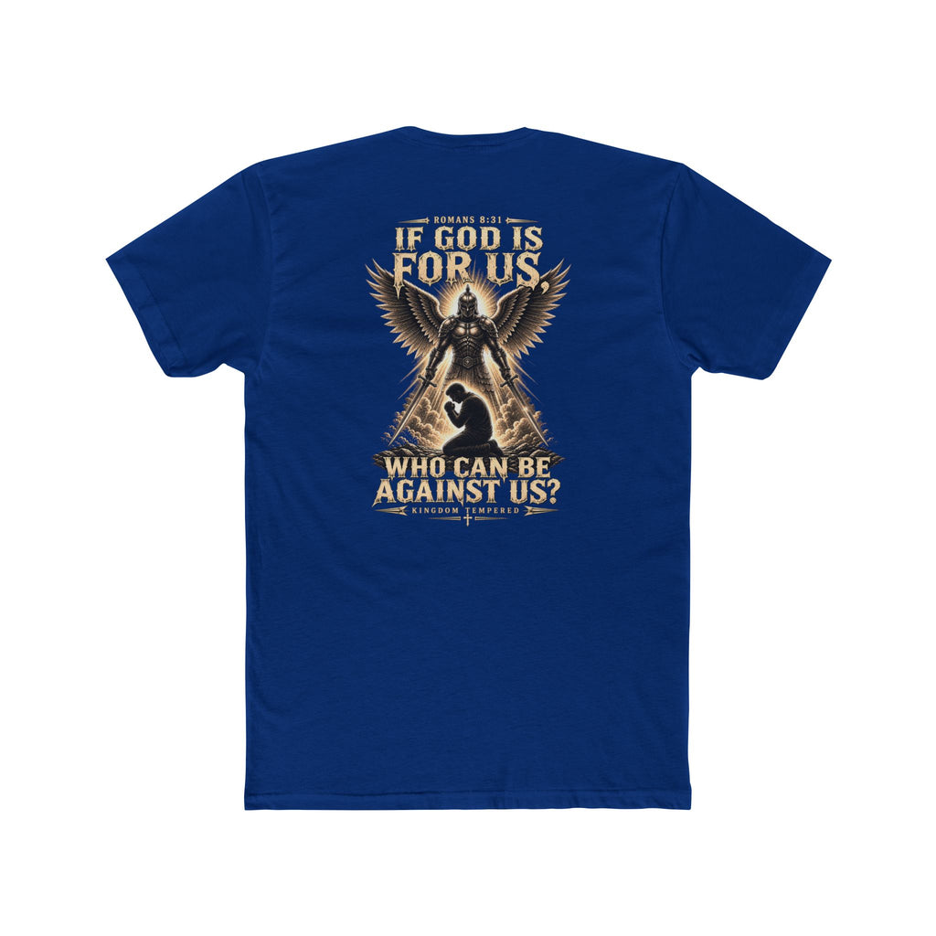 Christian Faith Tee — "If God Is For Us" Angel & Prayer Graphic T-Shirt