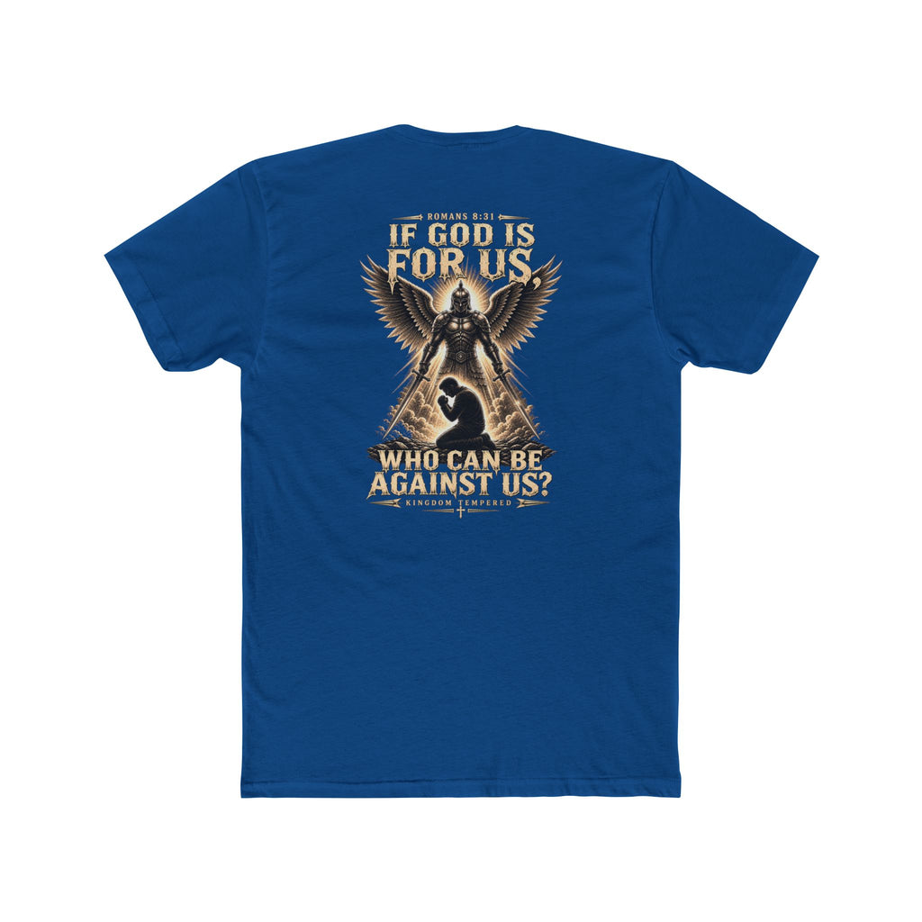 Christian Faith Tee — "If God Is For Us" Angel & Prayer Graphic T-Shirt