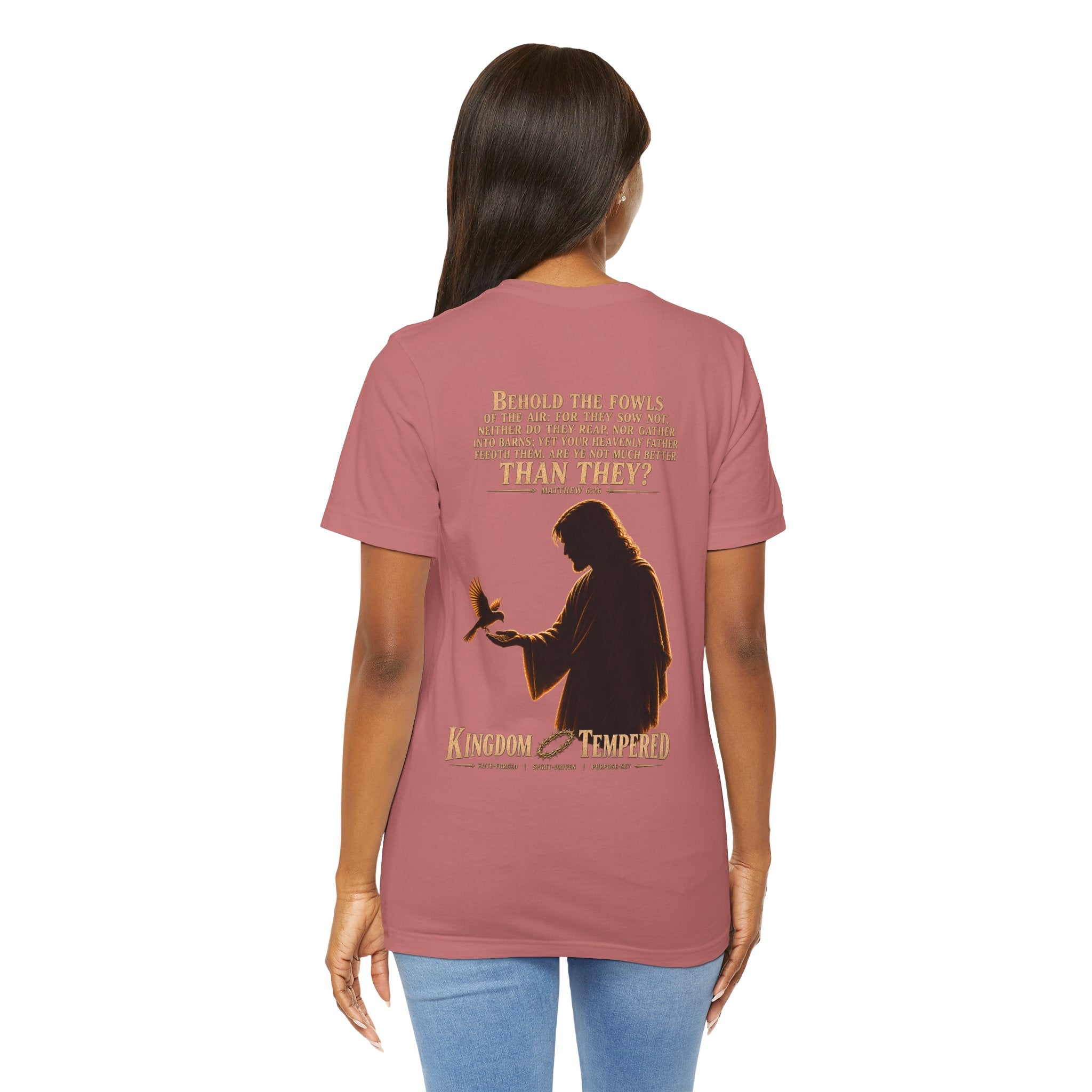 Kingdom & Tempted Christian Tee — Matthew 6:26 Inspirational T‑Shirt