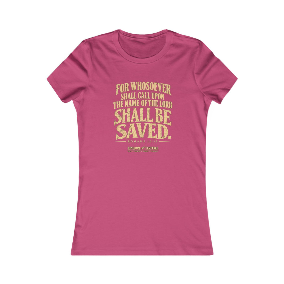Christian Bible Verse Women's Tee – "Whoever Calls On The Name... Shall Be Saved" Faith T‑Shirt
