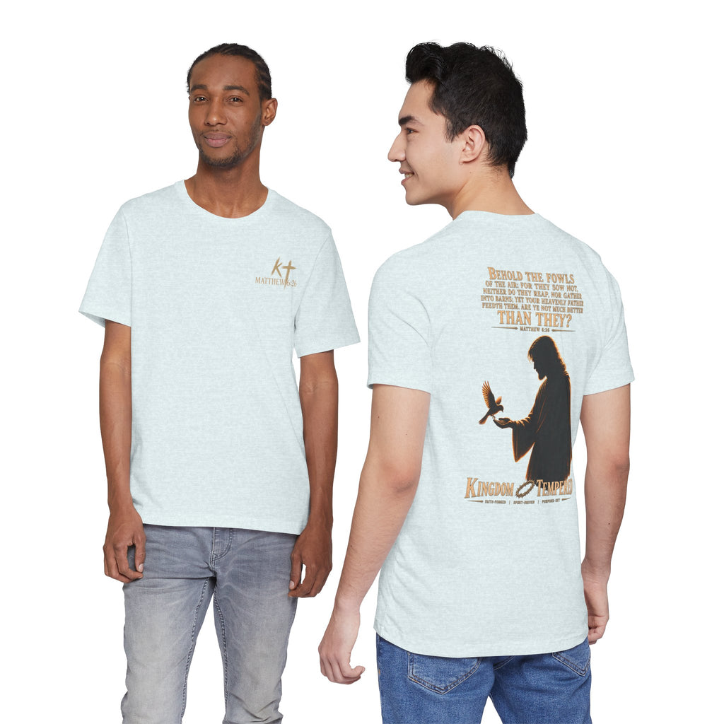 Kingdom & Tempted Christian Tee — Matthew 6:26 Inspirational T‑Shirt
